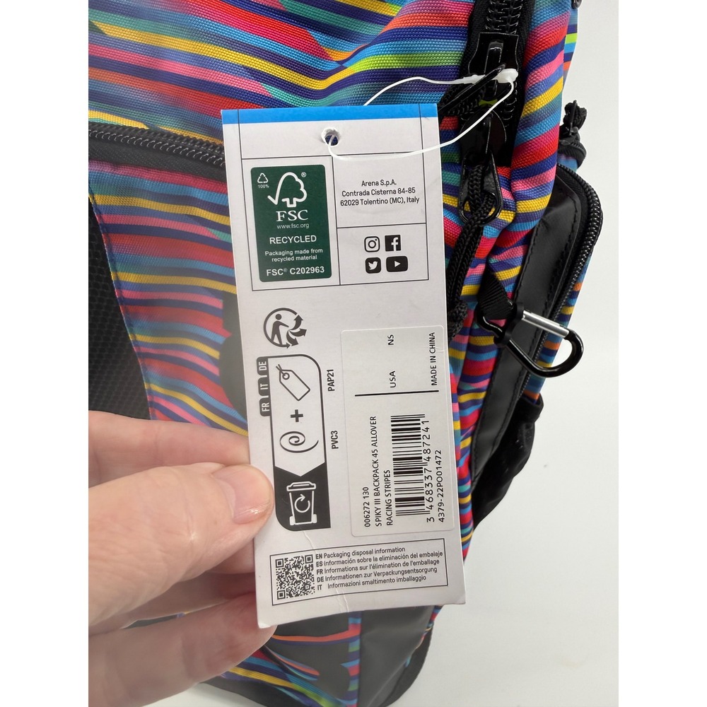 Arena Spiky‎ III Backpack 45 Stripes Swimming Athletes Sports Gym Rucksack - Picture 9 of 13